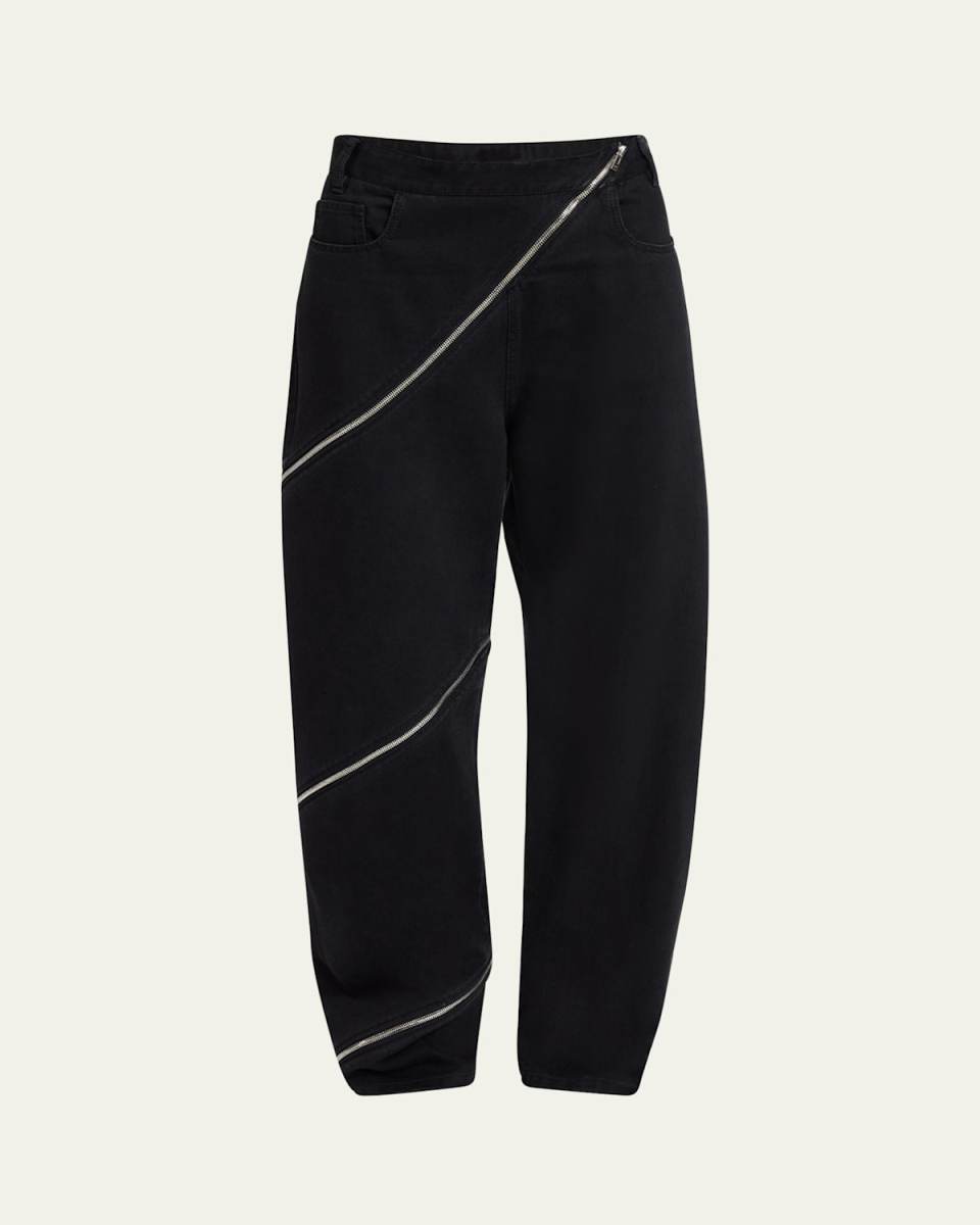 Zipper Spiral Straight-Leg Pants